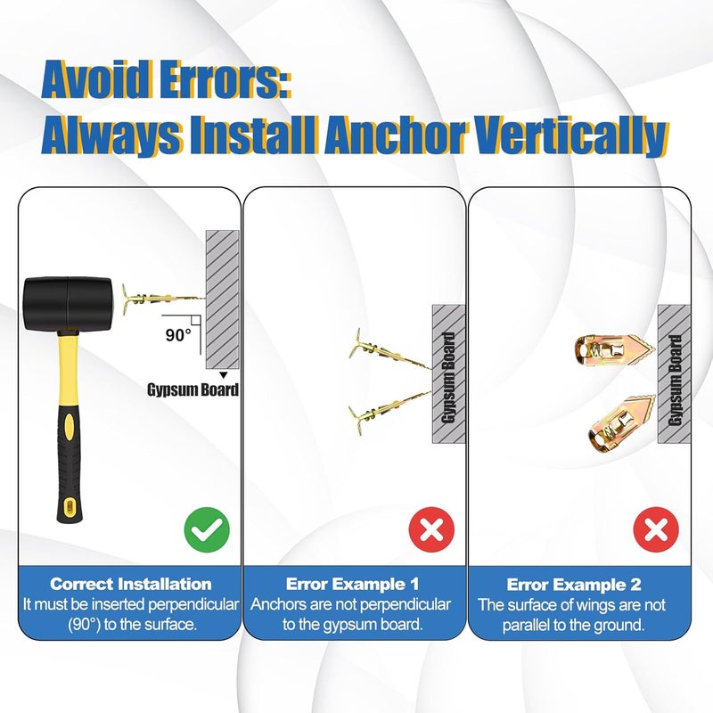 Duramedal Self Drilling Drywall Anchors with Screws Kit - 200 Pcs Heavy Duty Metal Expansion Anchors for Sheetrock, No Drill Needed, 25lb Rating, 2025 Upgraded Anti-Strip Design - Image 5